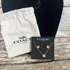 Coach Rose Gold Necklace and Earring Set